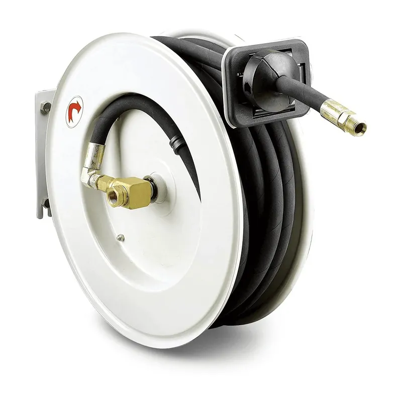 ReelWorks Industrial Retractable Oil Hose Reel - 1/2" x 50'FT, 1/2" MNPT Connections, Single Arm Limited Time