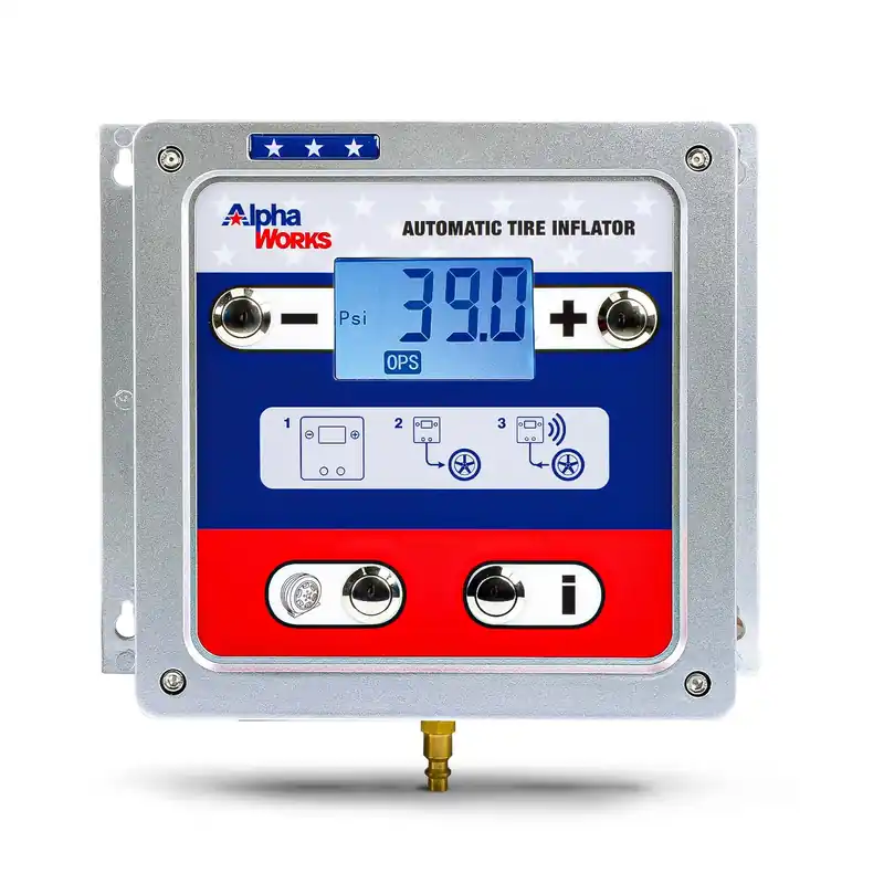AlphaWorks Automatic Air Pressure Inflator - 1/4" NPT In/Outlets, Digital Display, Set Pressures & Inflate Certified
