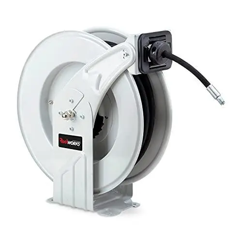 Trusted Brand ReelWorks Grease-Hose-Reel Retractable 1/4" Inch x 50' Ft Long Premium Commercial Steel