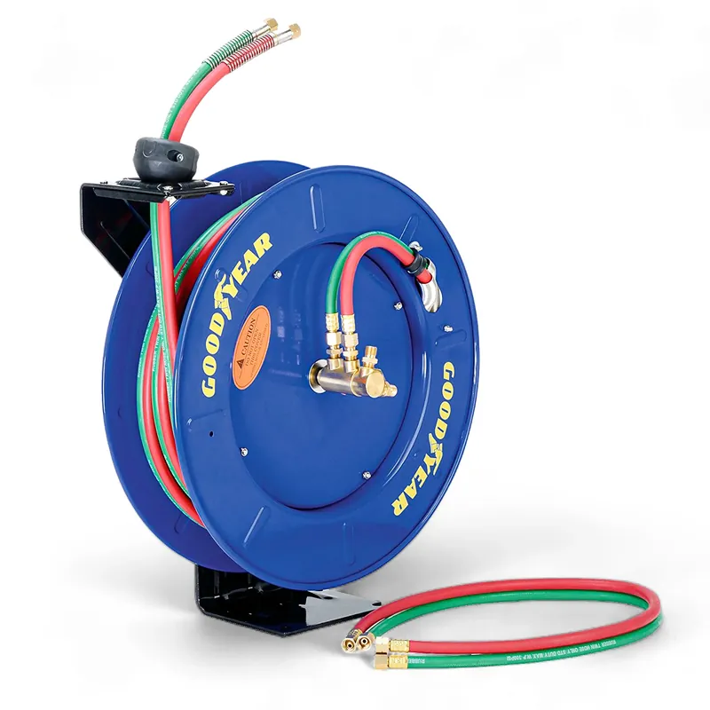 Price Drop Goodyear Welding Hose Reel - 1/4" x 65' Twin Oxygen Acetylene Hoses, Single Arm, 300 PSI