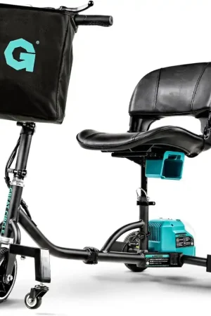 G Mobility Scooter – 3 Wheels, 35 lb Folding Aluminum Frame, Anti-Tip Footrests, Includes (1) 48V 2Ah Li-Ion Battery and Charger, Supports 275 lbs, Airline Friendly Low Price