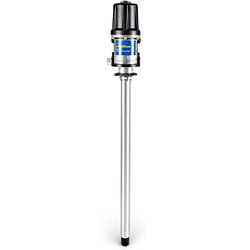 Goodyear 3:1 Heavy Duty Air-Operated Oil Pump – 11.9 GPM High-Efficiency Pneumatic Transfer Pump, Corrosion-Resistant, Icing-Free Operation, Fits 48–58 Gallon Drums Buy Today