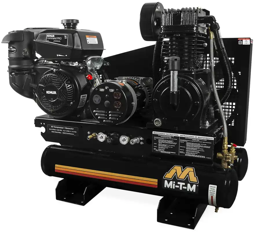 Mi-T-M AG2-SK14-08M1e 14 HP Kohler Powered Twin Tank Air Compressor/Generator Combo Electric Low Price