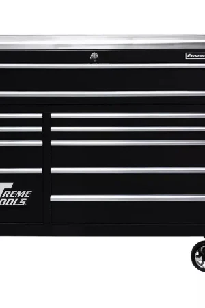 Popular Extreme Tools RX552512RCBKCR-X 55" 12 Drawer Roller Cabinet - Black with Chrome Handles