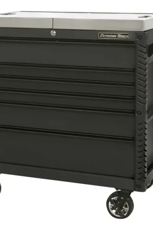 Professional Grade Extreme Tools EX4106TCSMBBK 41" 6 Drawer Deluxe Series Sliding Top Tool Cart -Matte Black with Black Drawer Pulls