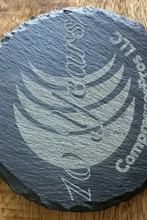 Affordable Custom Laser Engraved Slate Coasters - Set of Six