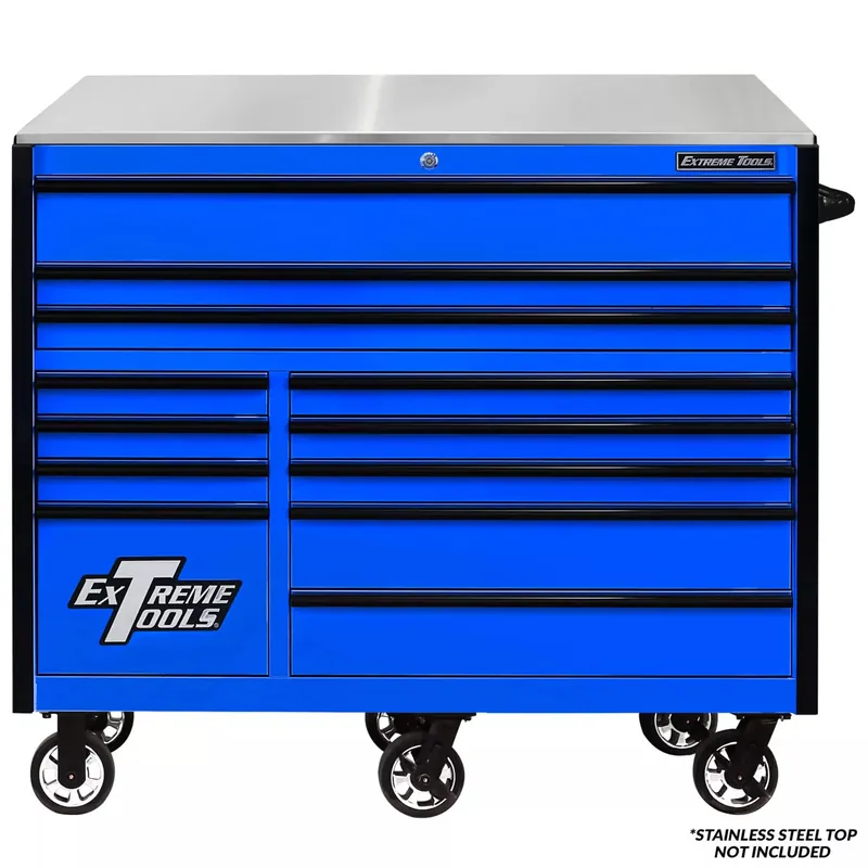 Extreme Tools RX552512RCBLBK-X RX Series 55" 12 Drawer Roller Cabinet Blue with Black Handles Buy Online