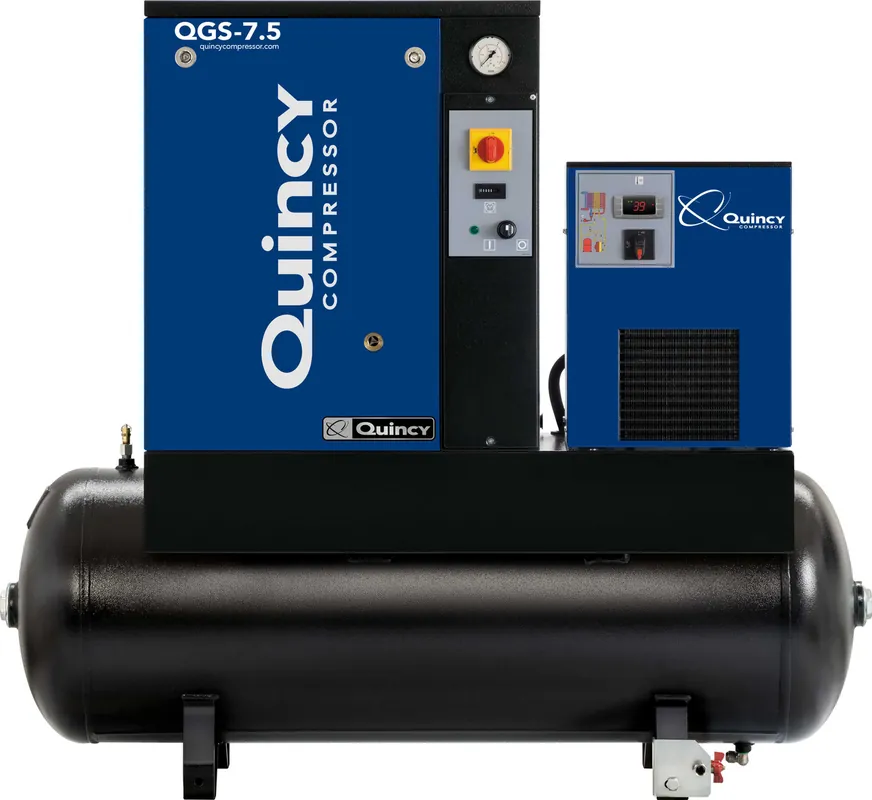 Top Rated Quincy QGS 7.5 TMD-1 7.5 HP 230 Volt Single Phase 60 Gallon Tank Mount Rotary Screw Air Compressor with Dryer
