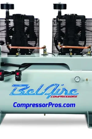 BelAire 6312D4 2 x 10 HP Duplex 460 Volt Three Phase Two Stage Cast Iron 120 Gallon Air Compressor Big Sale