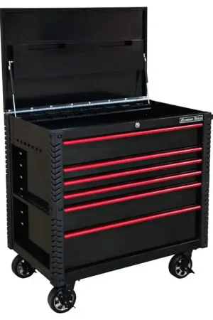 Extreme Tools EX4106TCBKRD 41" 6 Drawer Tool Cart - Black with Red Drawer Pulls Popular