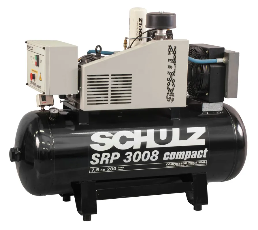 Schulz SRP 3008 Compact-3 7.5 HP 460 Volt Three Phase Open Rotary Screw Compressor Brand New