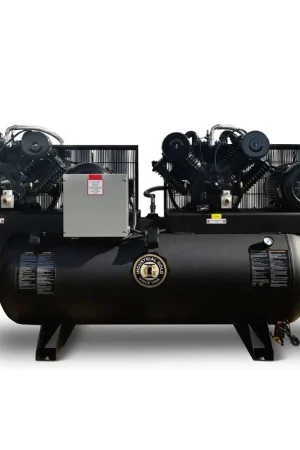 While Supplies Last Industrial Gold DCI7523E240H10P4 2 x 7.5 HP 460V Three Phase Duplex Air Compressor 240 Gallon Tank