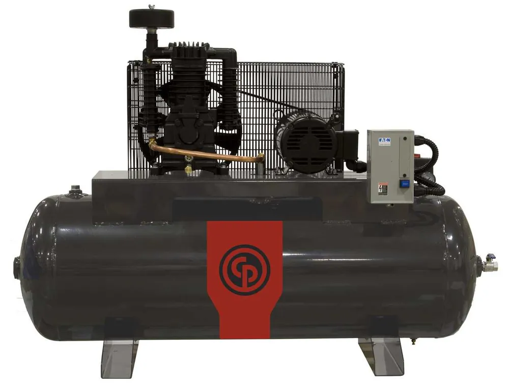 Chicago Pneumatic RCP-338HS 5 HP 230 Volt Three Phase Two Stage 80 Gallon Horizontal Air Compressor Fresh Stock