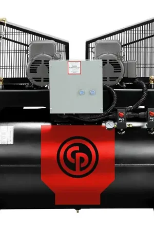 Certified Chicago Pneumatic RCP-C15123D 2 x 7.5 HP 230 Volt Three Phase Two Stage Cast Iron 120 Gallon Duplex Air Compressor