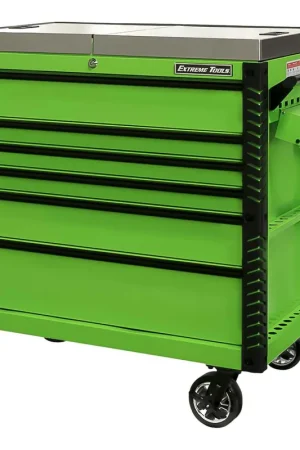 Order Now Extreme Tools EX4106TCSGNBK 41" 6 Drawer Deluxe Series Sliding Top Tool Cart -Green with Black Drawer Pulls