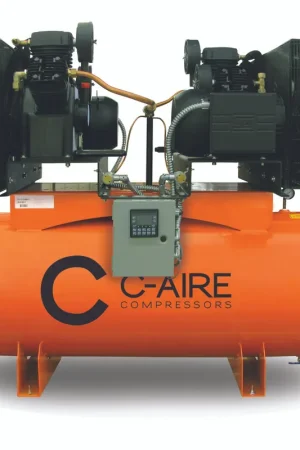 C-Aire A075D120-1230FP 2 x 7.5 HP 208-230 Volt Single Phase Fully Packaged Duplex Air Compressor 120 Gallon Must Have