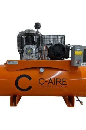New Release C-Aire K075H080-1230FP 7.5 HP Single Phase Two Stage 80 Gallon Horizontal Full Featured Air Compressor