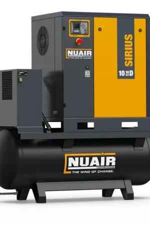Grab Now NUAIR SIRIUS 20-10 132G D 20 HP 230/460 Volt Tank Mount Three Phase Rotary Screw Air Compressor with Dryer