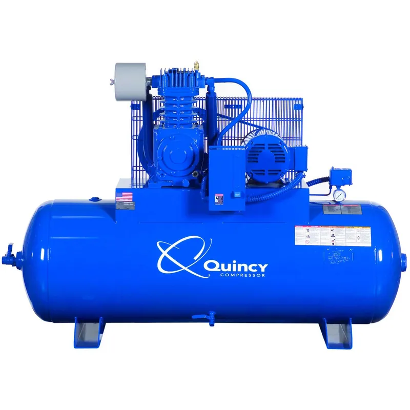 Seasonal Sale Quincy 473DS80HCB20 7.5 HP PRO, 200 Volt Three Phase, Two Stage, 80 Gallon Horizontal Air Compressor