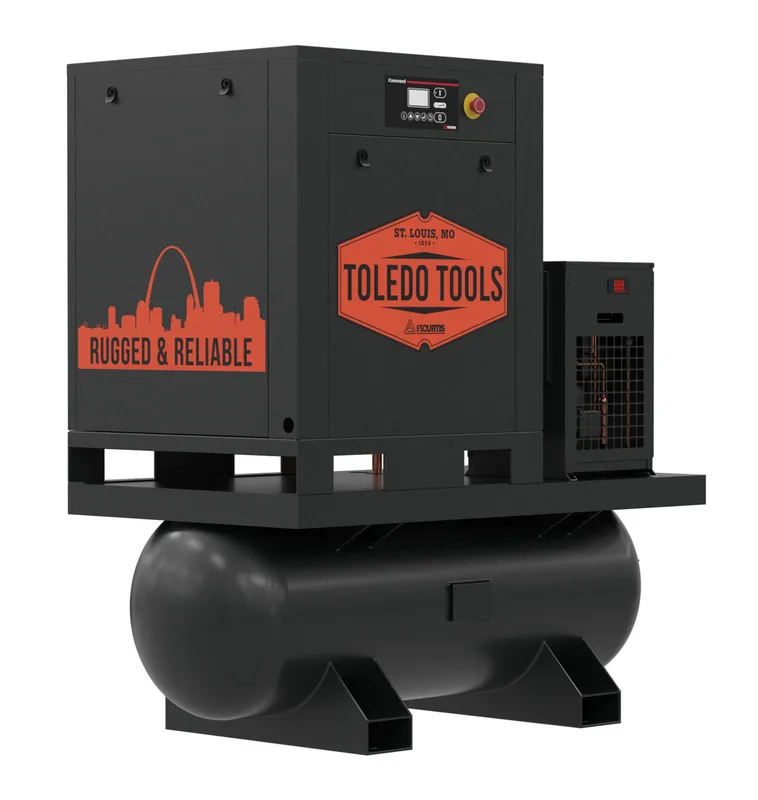 Toledo Tools TT10UP 10 HP 230 Volt Three Phase Rotary Screw Ultrapack Air Compressor New Release