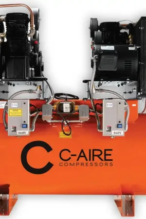 Discount C-Aire A150D240-3230FP 2 x 15 HP 230 Volt Three Phase Duplex Air Compressor 240 Gallon