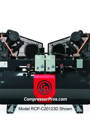 Top Pick Chicago Pneumatic RCP-C20123D 2 x 10 HP 230 Volt Three Phase Two Stage 120 Gallon Duplex Air Compressor