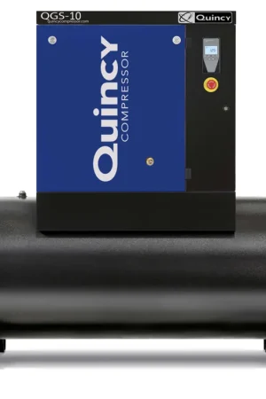 Quincy QGS 10 TM-3 10 HP 230/460 Volt Three Phase, 132 Gallon Horizontal Rotary Screw Air Compressor - 125 psi Seasonal Sale