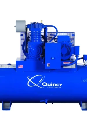 Top Rated Quincy 4103DS12HCB46 10 HP PRO, 460 Volt Three Phase, Two Stage, 120 Gallon Horizontal Air Compressor