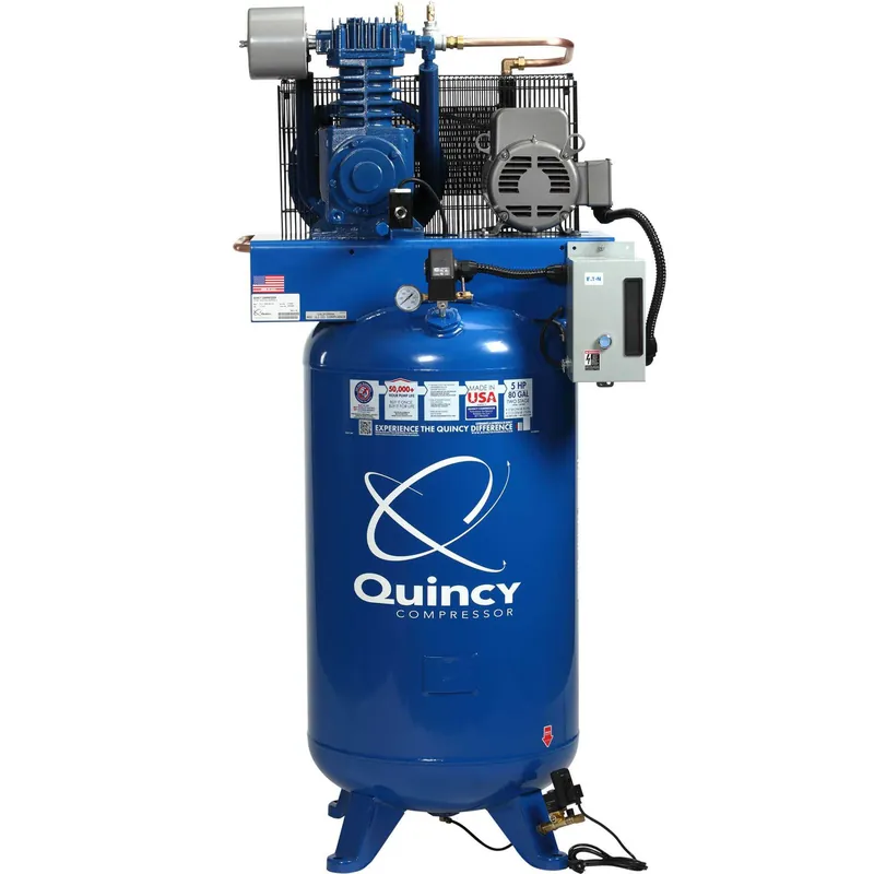 Best Choice Quincy 473D80VCB20M 7.5 HP MAX, 200 Volt Three Phase, Two Stage, 80 Gallon Vertical Air Compressor