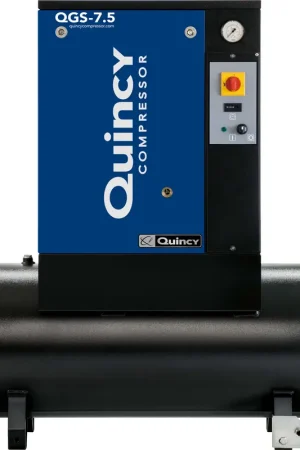 Quincy QGS 7.5 TM-1 7.5 HP 230 Volt Single Phase, 60 Gallon Horizontal Rotary Screw Air Compressor Limited Time