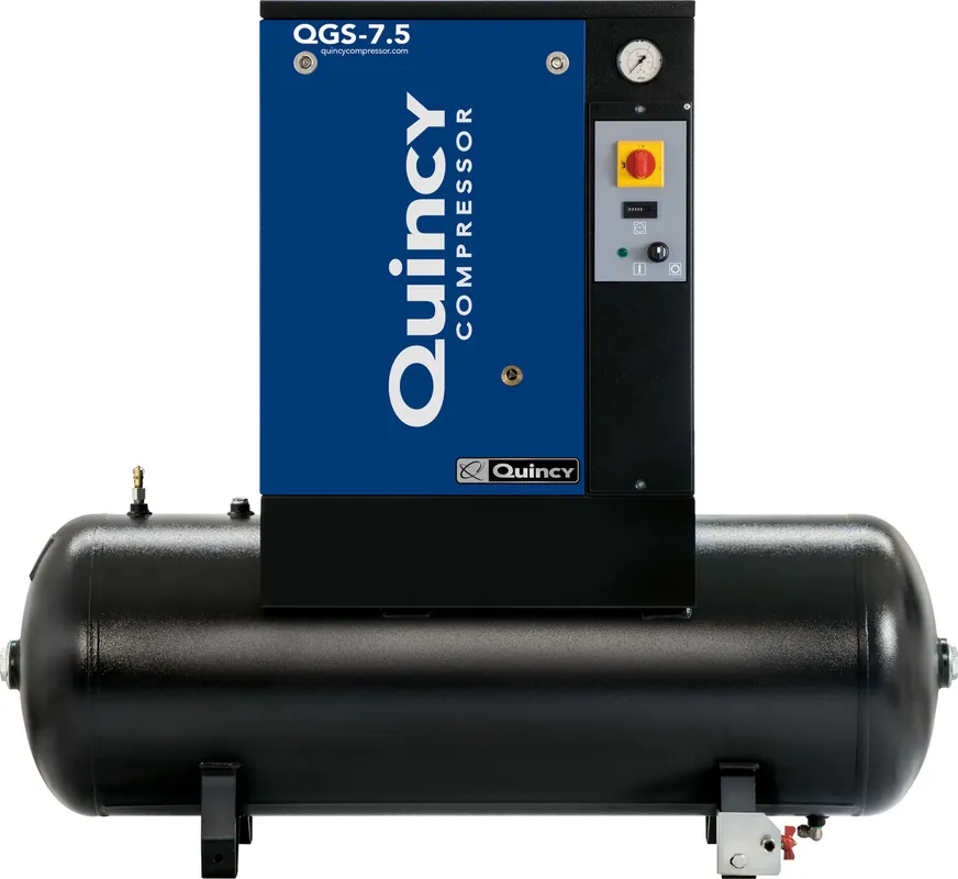 Quincy QGS 7.5 TM-1 7.5 HP 230 Volt Single Phase, 60 Gallon Horizontal Rotary Screw Air Compressor Limited Time