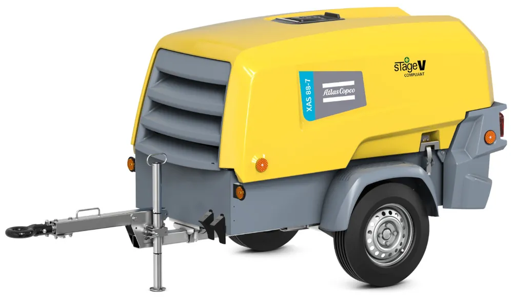 Grab Now Atlas Copco X-Air 185-100 44 HP Tow Behind Rotary Screw Air Compressor