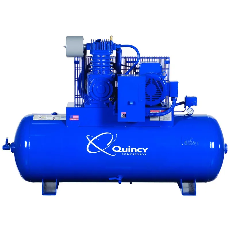 Professional Grade Quincy 4103DS12HCB46P 10 HP PRO PLUS, 460 Volt Three Phase, Two Stage, 120 Gallon Horizontal Air Compressor