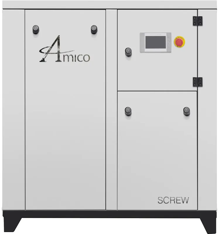 Amico IE-RSL-07-463-FS 7.5 HP 3 Phase Base Mount Rotary Screw Air Compressor Get Yours