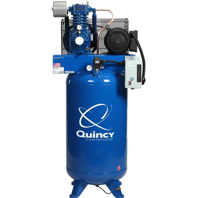 Fresh Stock Quincy QP 571CS80VCA 7.5 HP PRO, 230 Volt Single Phase, Two Stage, 80 Gallon Vertical Air Compressor