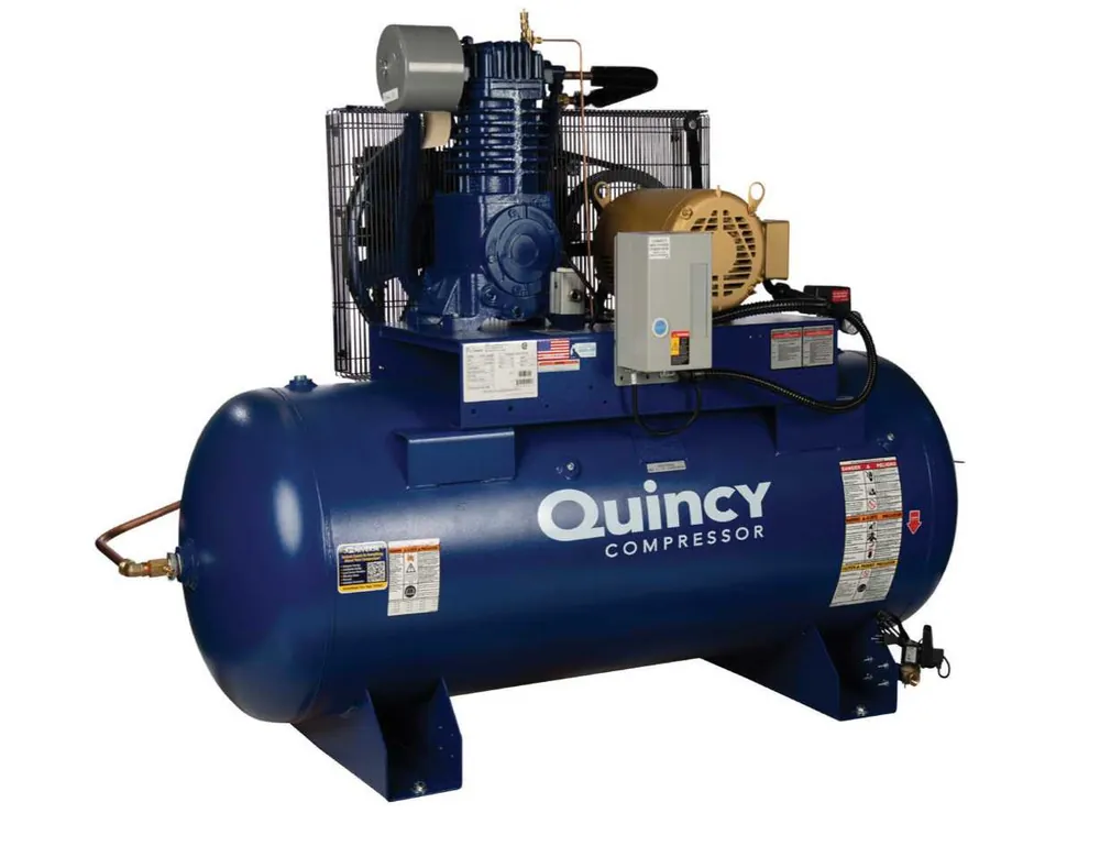 Best Choice Quincy 410S1D12HCBP 10 HP 230 Volt Single Phase Two Stage 120 Gallon Horizontal Air Compressor - PRO PLUS
