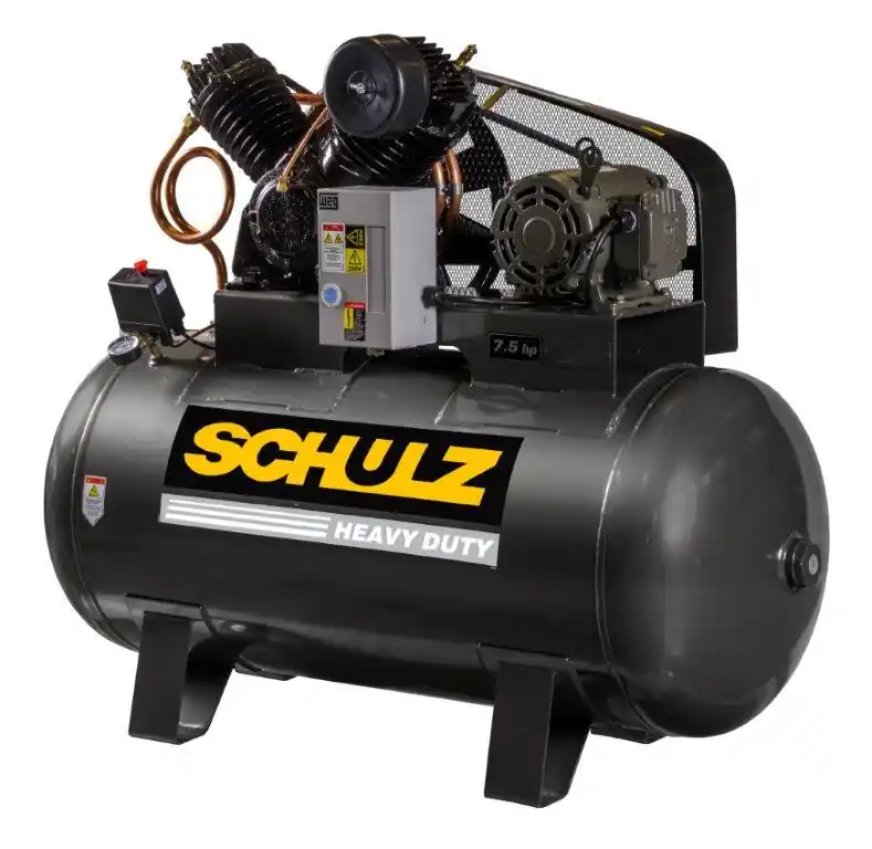 In Demand Schulz 7580HV30X-3 7.5 HP 208-230 Volt Three Phase Two Stage 80 Gallon Horizontal Air Compressor